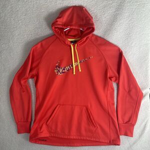 Nike Hoodie Sweatshirt Womens XL Therma Fit Orange Red Big Center Swoosh 454992